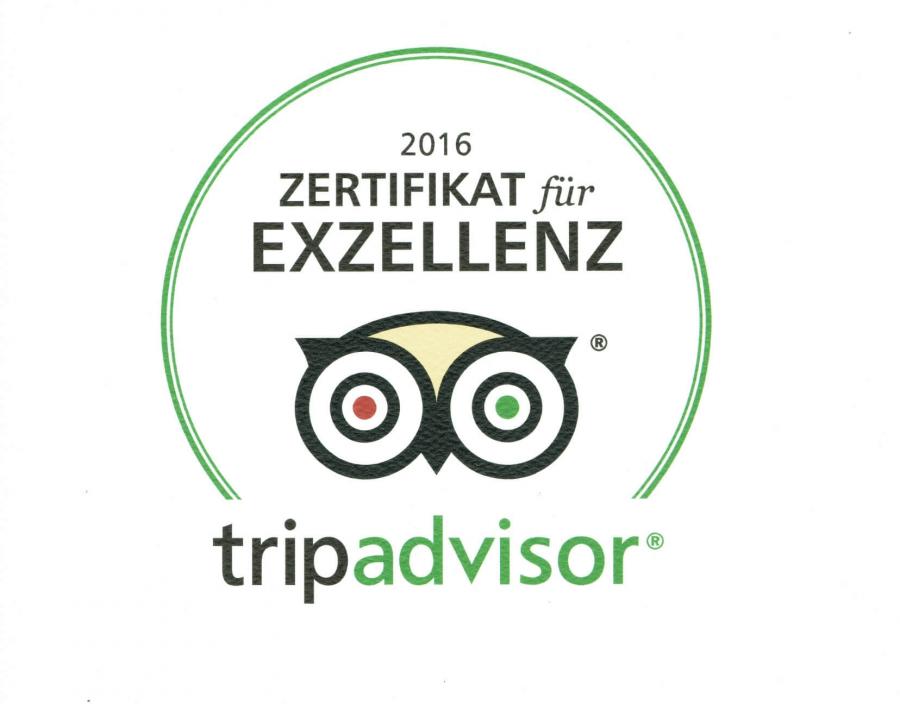 Zertifikat für Exzellenz von Tripadvisor 2016